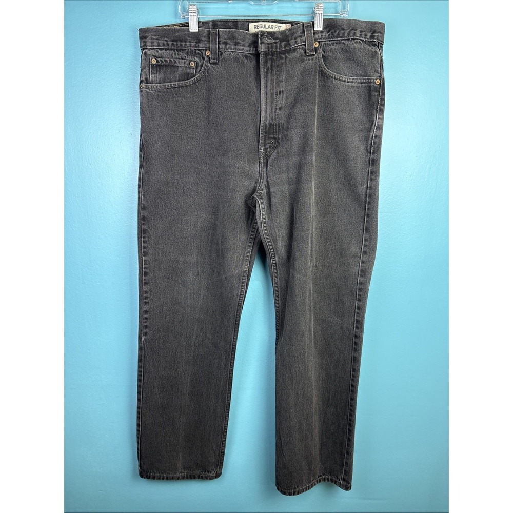 Levis 505 Jeans Size 40x32 Black Classic Straight Faded Whiskers Comfort Y2K